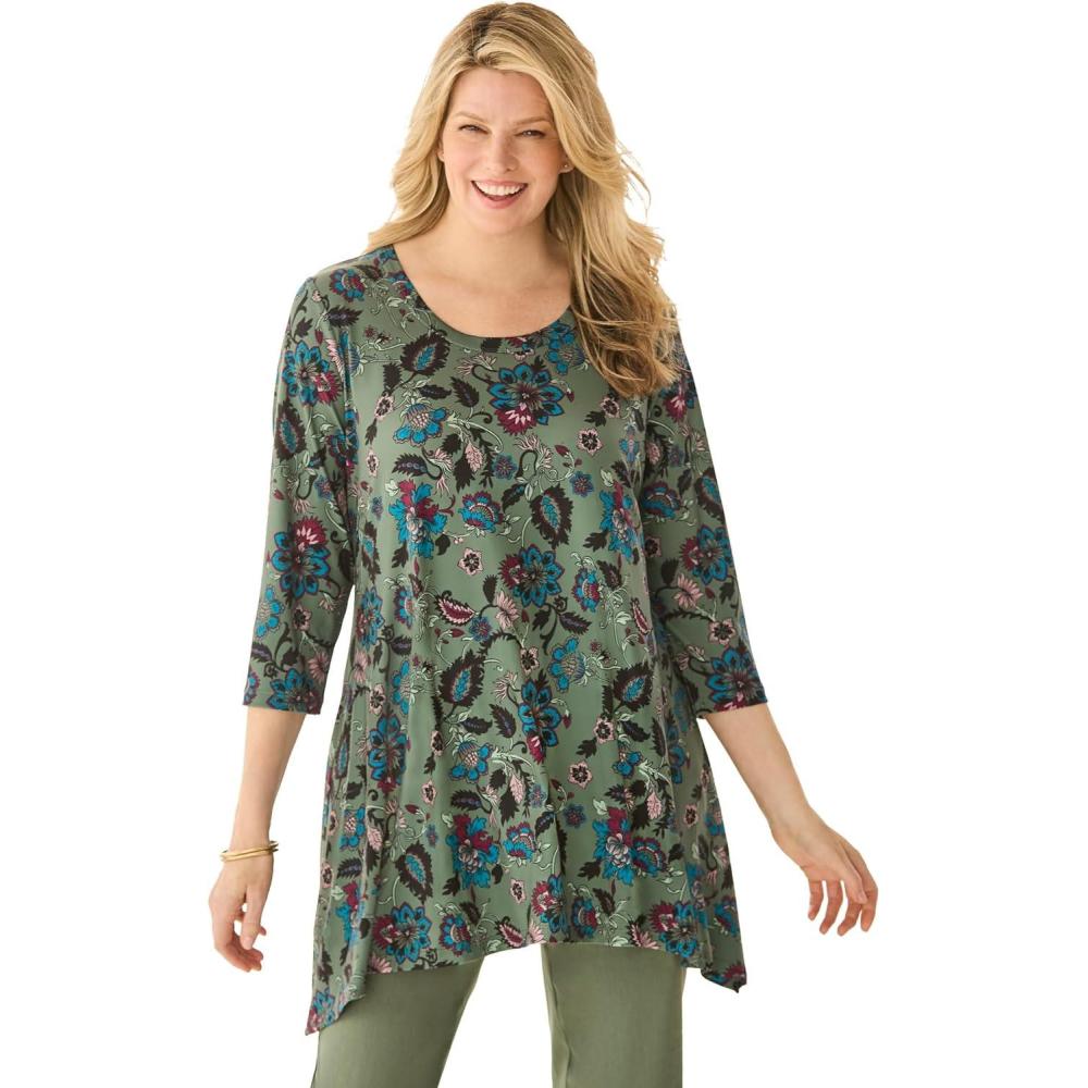 image:imageWoman Within Plus Size Swing Hem TunicPine Black Paisley