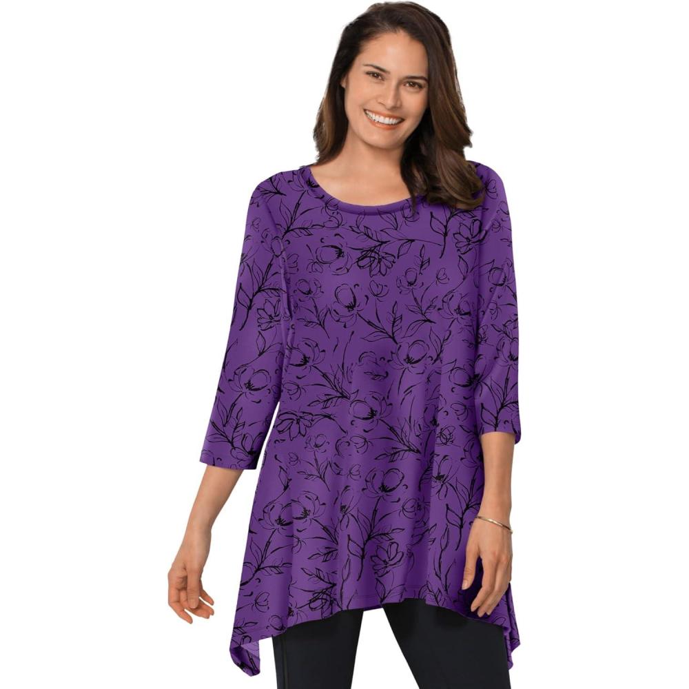 image:imageWoman Within Plus Size Swing Hem TunicPurple Orchid Batik Floral