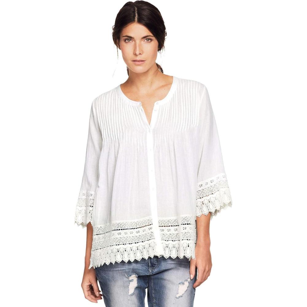 image:imageellos Plus Size Crochet Trim BlouseWhite