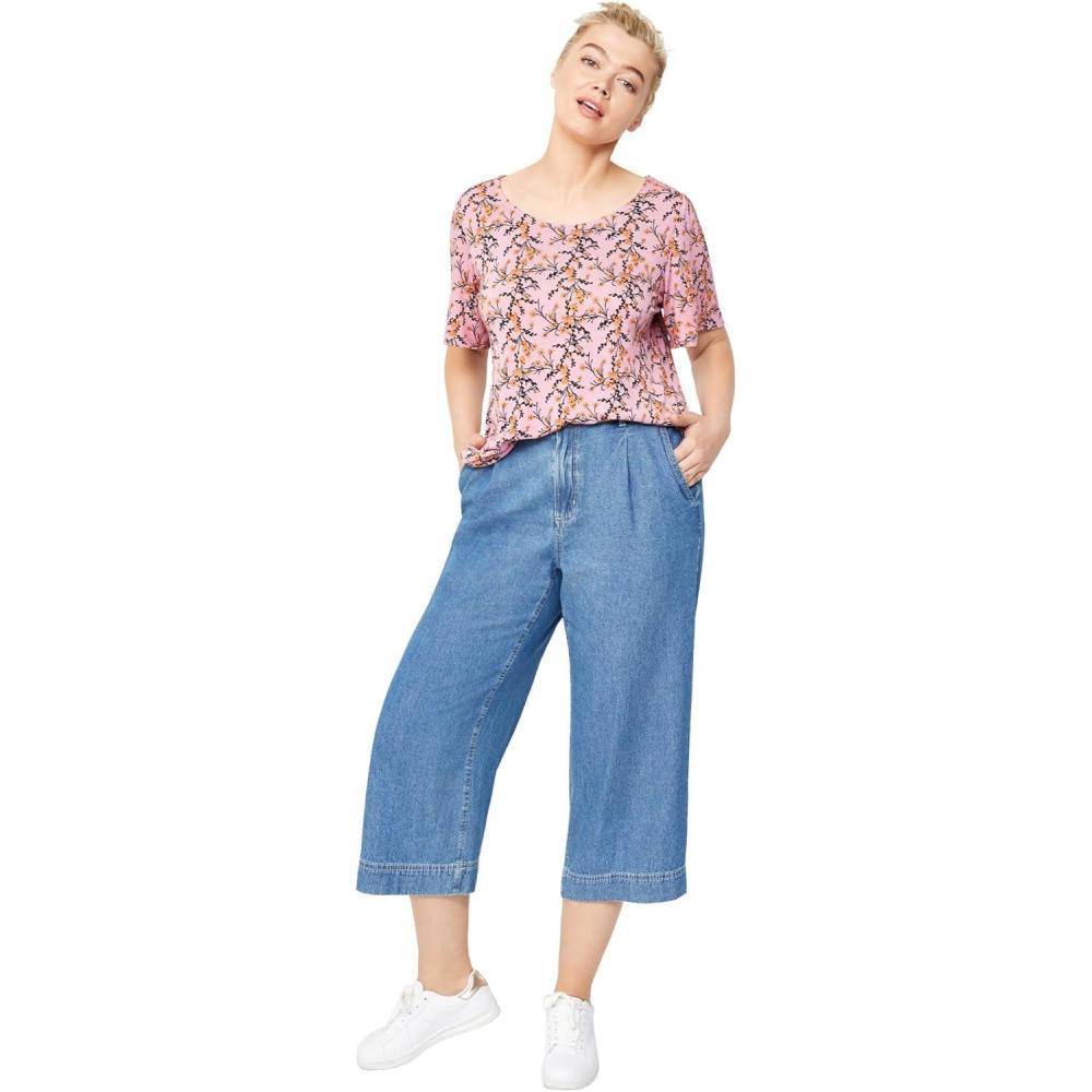 image:imageellos Plus Size Flutter Sleeve TeeDusty Pink Floral