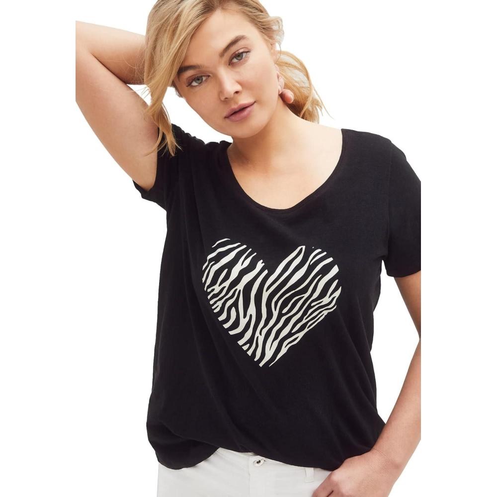 image:imageellos Plus Size Love Graphic TeeBlack Zebra Heart