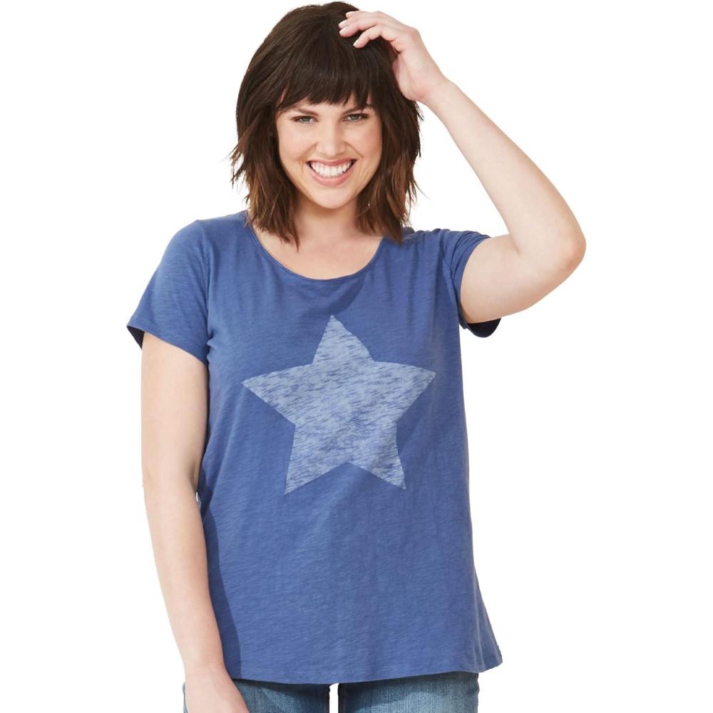 image:imageellos Plus Size Love Graphic TeeRoyal Navy Star
