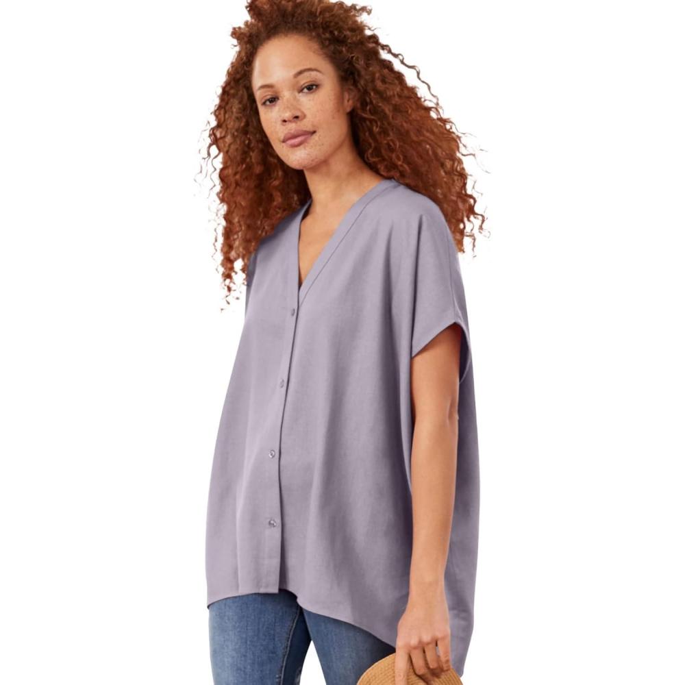 image:imageellos Plus Size Oversized LinenBlend TunicLilac Smoke