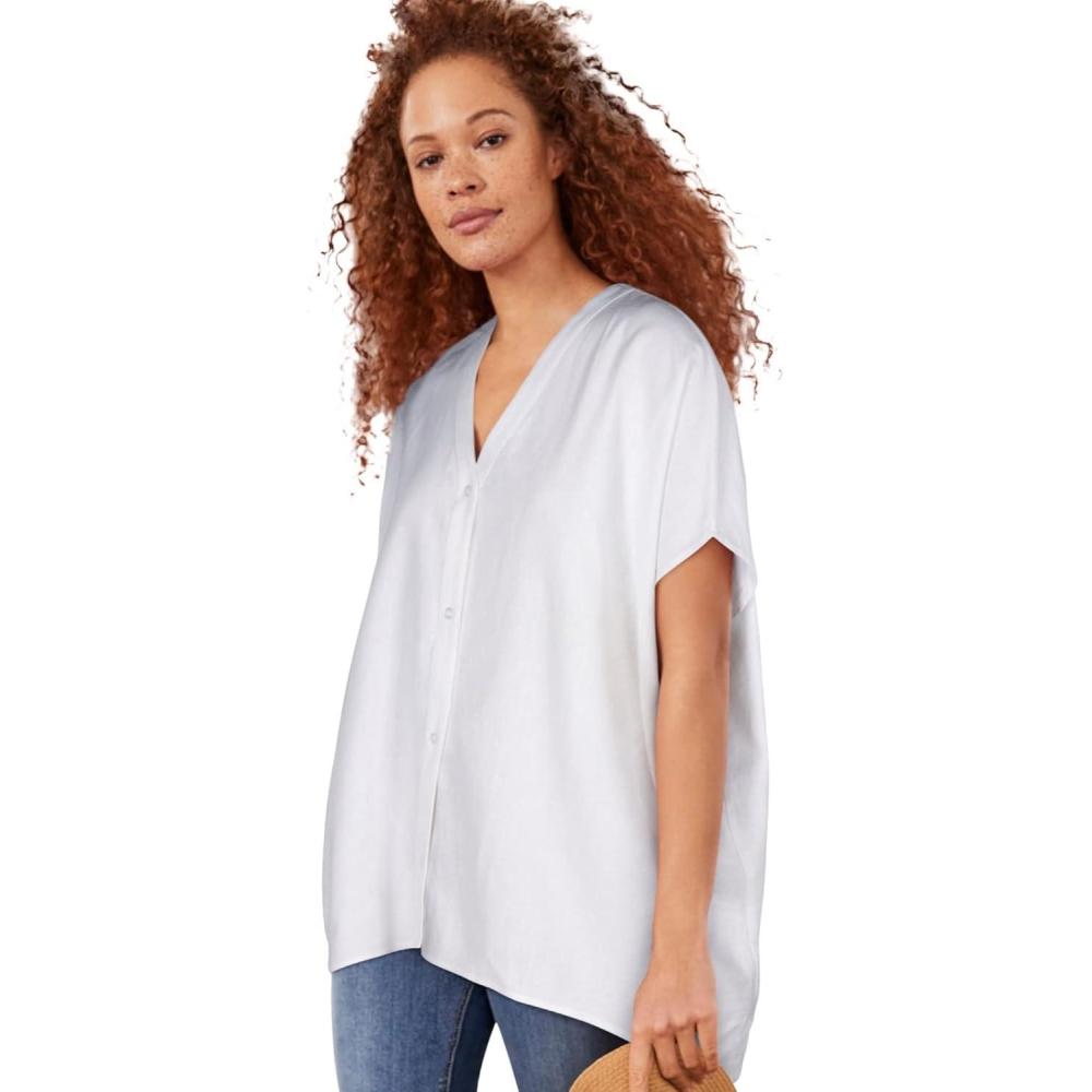 image:imageellos Plus Size Oversized LinenBlend TunicWhite