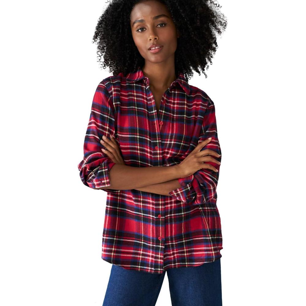 image:imageellos Plus Size Plaid Flannel ShirtRed Tartan Plaid