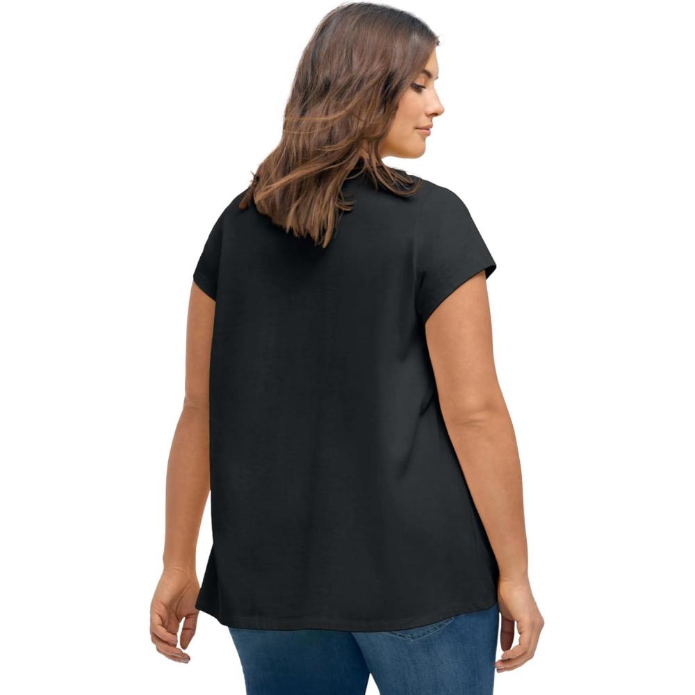 image:imageellos Plus Size Twisted VNeck TeeBlack