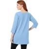 Woman Within Plus Size 7-Day Three-Quarter Sleeve Notch-Neck Tunic(Deep Teal Floral Patchwork)