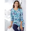 Woman Within Plus Size 7-Day Three-Quarter Sleeve Notch-Neck Tunic(New Khaki Floral Patchwork)