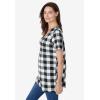 Woman Within Plus Size A-Line Knit Tunic(Black Buffalo Plaid)