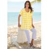 Woman Within Plus Size A-Line Knit Tunic(Orange Melon Buffalo Plaid)