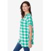 Woman Within Plus Size A-Line Knit Tunic(Pretty Jade Buffalo Plaid)
