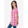 Woman Within Plus Size A-Line Knit Tunic(Raspberry Sorbet Buffalo Plaid)