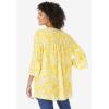 Woman Within Plus Size Bell-Sleeve V-Neck Tunic(Primrose Yellow Leaf)