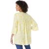 Woman Within Plus Size Bell-Sleeve V-Neck Tunic(Primrose Yellow Leaf)
