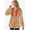 Woman Within Plus Size Button-Front Mixed Print Tunic(Black Rose Garden)