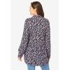 Woman Within Plus Size Button-Front Mixed Print Tunic(Black Rose Garden)