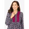 Woman Within Plus Size Button-Front Mixed Print Tunic(Black Rose Garden)