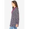 Woman Within Plus Size Button-Front Mixed Print Tunic(Black Rose Garden)