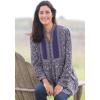 Woman Within Plus Size Button-Front Mixed Print Tunic(Emerald Green Rose Garden)