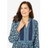 Woman Within Plus Size Button-Front Mixed Print Tunic(Navy Cobalt Rose Garden)