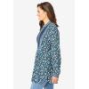 Woman Within Plus Size Button-Front Mixed Print Tunic(Navy Cobalt Rose Garden)