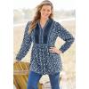 Woman Within Plus Size Button-Front Mixed Print Tunic(Navy Cobalt Rose Garden)