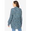 Woman Within Plus Size Button-Front Mixed Print Tunic(Navy Cobalt Rose Garden)