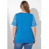 Woman Within Plus Size Graphic Print Scoop Neck Tunic(Cobalt Striped Butterfly)