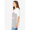 Woman Within Plus Size Graphic Print Scoop Neck Tunic(Stripe Hearts)