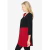 Woman Within Plus Size Knit Colorblock Tunic(Toffee Black)
