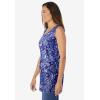 Woman Within Plus Size Perfect Printed Sleeveless Shirred V-Neck Tunic(Evening Blue Paisley)