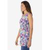 Woman Within Plus Size Perfect Printed Sleeveless Shirred V-Neck Tunic(Heather Grey Field Floral)
