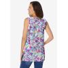 Woman Within Plus Size Perfect Printed Sleeveless Shirred V-Neck Tunic(Heather Grey Field Floral)