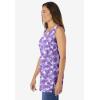 Woman Within Plus Size Perfect Printed Sleeveless Shirred V-Neck Tunic(Petal Purple Tie Dye)