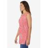 Woman Within Plus Size Perfect Printed Sleeveless Shirred V-Neck Tunic(Sweet Coral Palm)