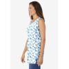 Woman Within Plus Size Perfect Printed Sleeveless Shirred V-Neck Tunic(White Striped Stars)