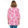 Woman Within Plus Size Perfect Printed Three-Quarter-Sleeve Scoopneck Tunic(Raspberry Palm Leaves)