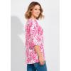 Woman Within Plus Size Perfect Printed Three-Quarter-Sleeve Scoopneck Tunic(Raspberry Palm Leaves)