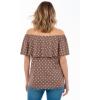 Woman Within Plus Size Ruffle Tee(Mocha Nude Dot)