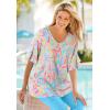 Woman Within Plus Size Ruffled Elbow-Sleeve Tunic(Black White Shadow)