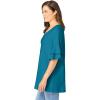 Woman Within Plus Size Ruffled Elbow-Sleeve Tunic(Deep Teal)
