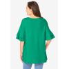 Woman Within Plus Size Ruffled Elbow-Sleeve Tunic(Lilac Multi Paisley)