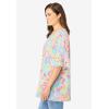Woman Within Plus Size Ruffled Elbow-Sleeve Tunic(Paradise Blue Multi Paisley)