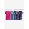 Woman Within Plus Size Short-Sleeve Pintucked Henley Tunic(Black Multi Sweet Garden)