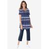 Woman Within Plus Size Short-Sleeve Pintucked Henley Tunic(Deep Claret Border)