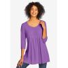Woman Within Plus Size Smocked Henley Trapeze Tunic(Pretty Violet)