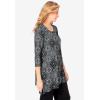 Woman Within Plus Size Swing Hem Tunic(Black Floral Patch)