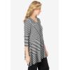 Woman Within Plus Size Swing Hem Tunic(Black Patch Stripe)