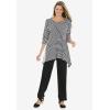 Woman Within Plus Size Swing Hem Tunic(Black Violet Lace)