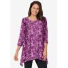 Woman Within Plus Size Swing Hem Tunic(Black Violet Lace)